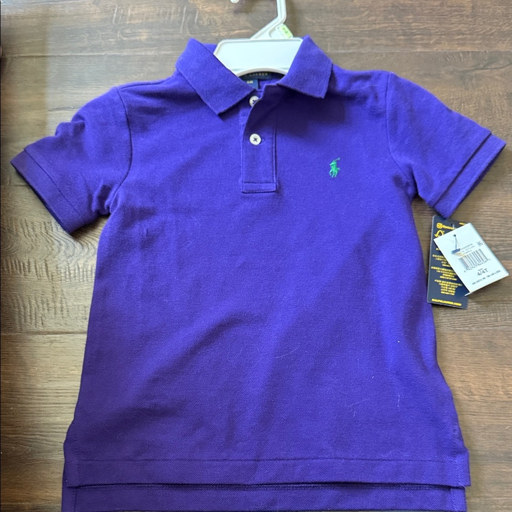 Polo by Ralph Lauren Kids Polo Shirt in Purple with Green Logo